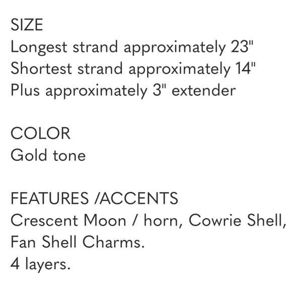 Seashell Necklace Crescent Moon Gold Tone - Picture 4 of 8